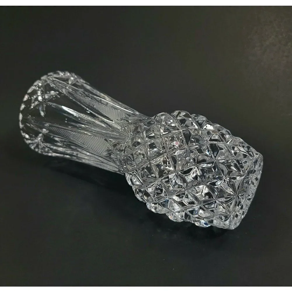 Italian Genuine Lead Crystal Diamond Pattern Vase 7.5